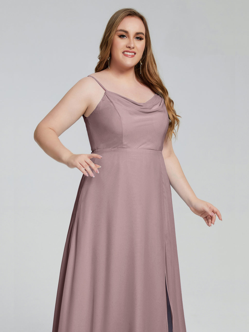 Rachel Sleeveless Split Plus Size Long Bridesmaid Dresses