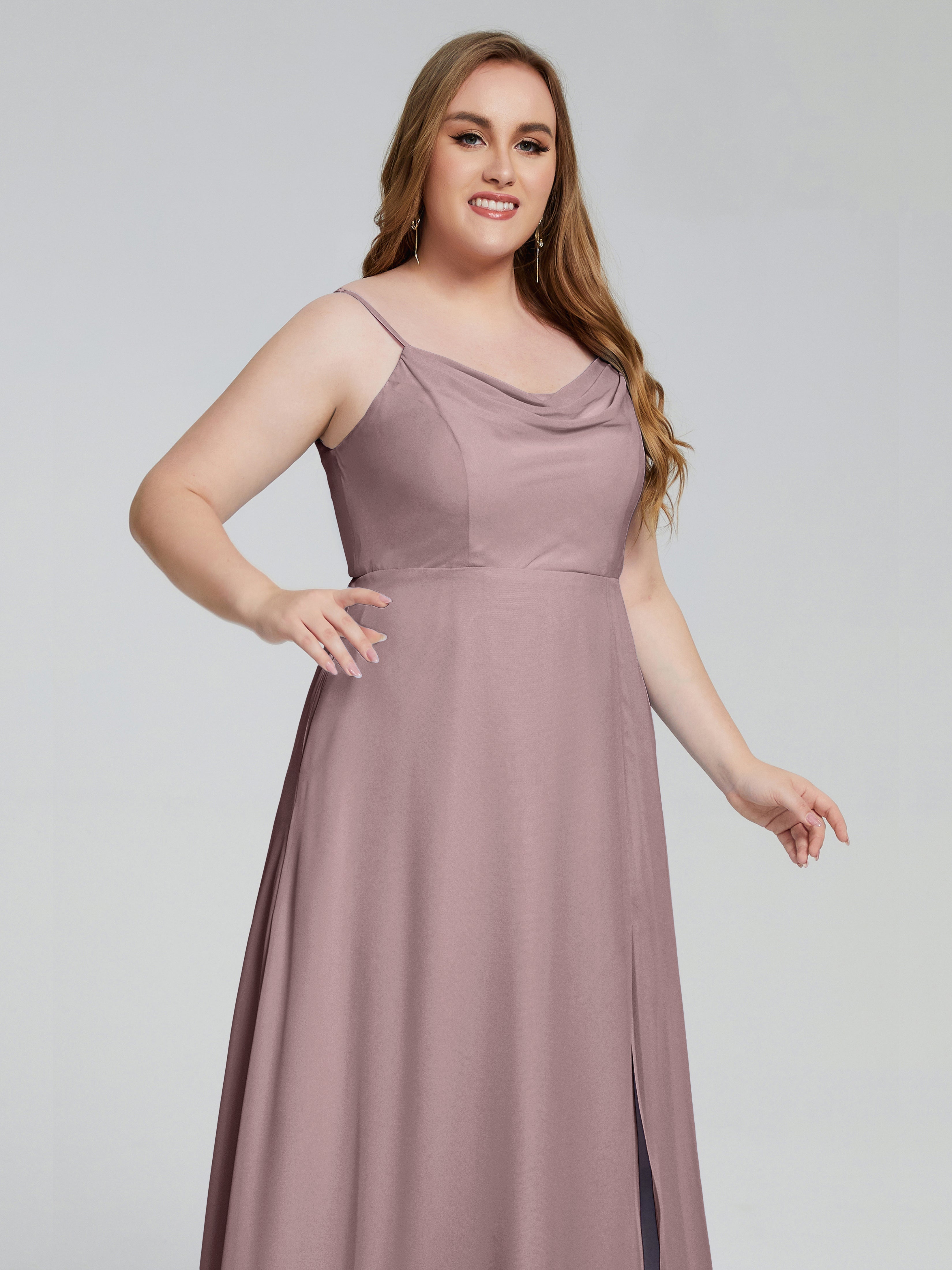 Rachel Sleeveless Split Plus Size Long Bridesmaid Dresses