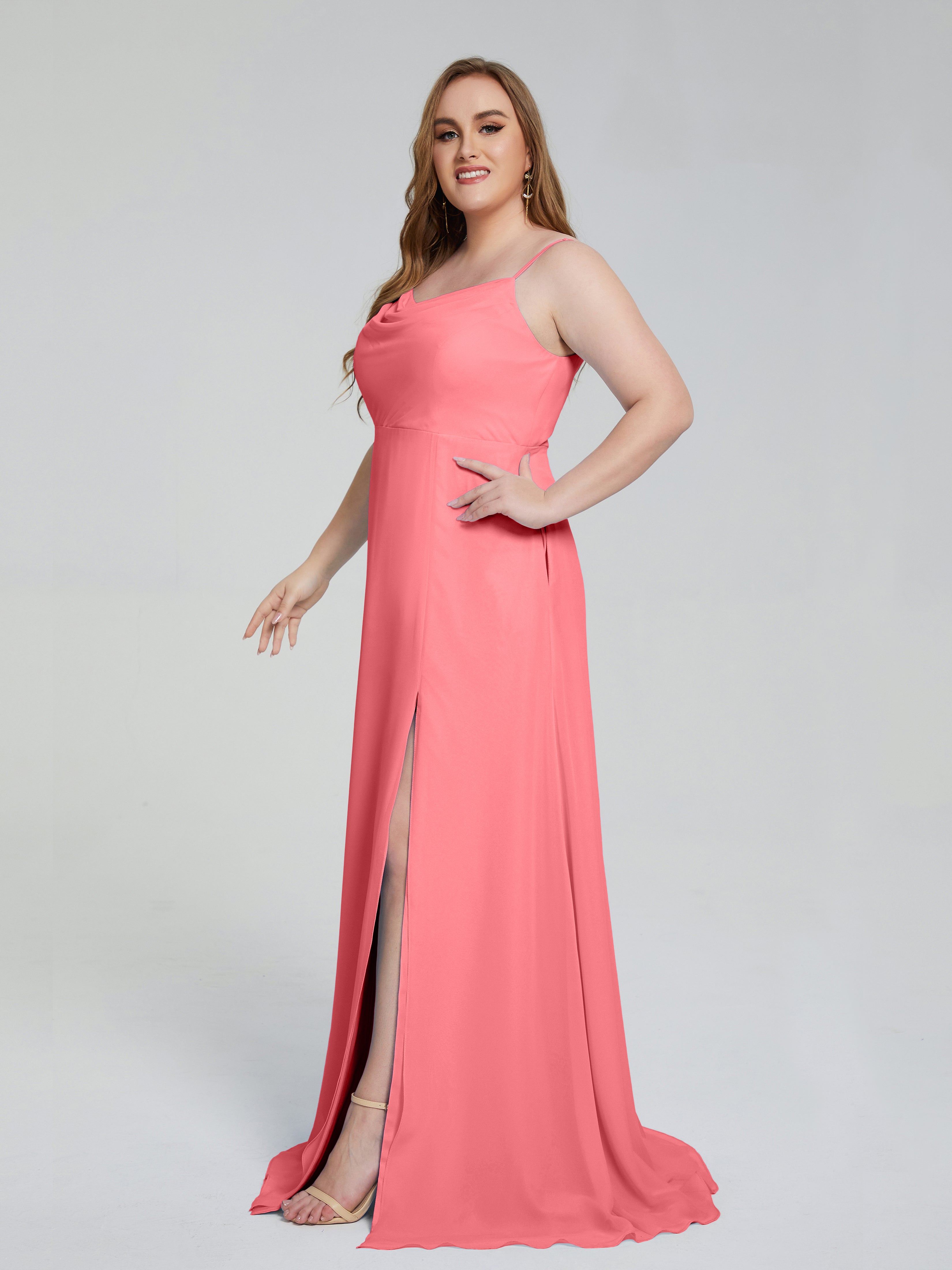 Rachel Sleeveless Split Plus Size Long Bridesmaid Dresses