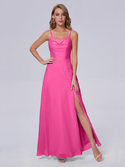 Reese Modest Split Chiffon Long Bridesmaid Dresses