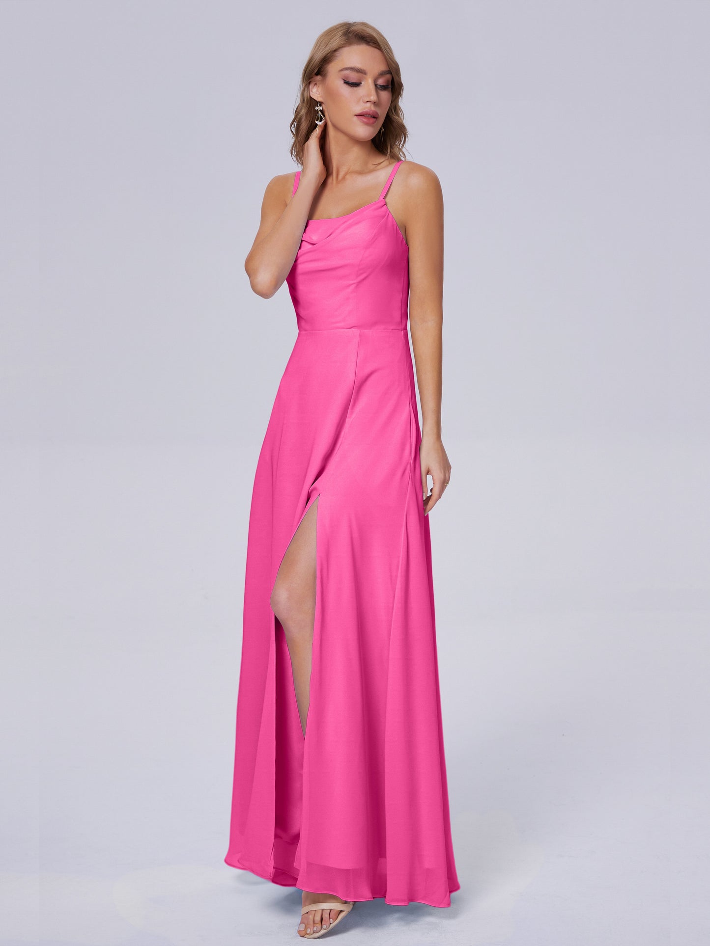 Reese Modest Split Chiffon Long Bridesmaid Dresses
