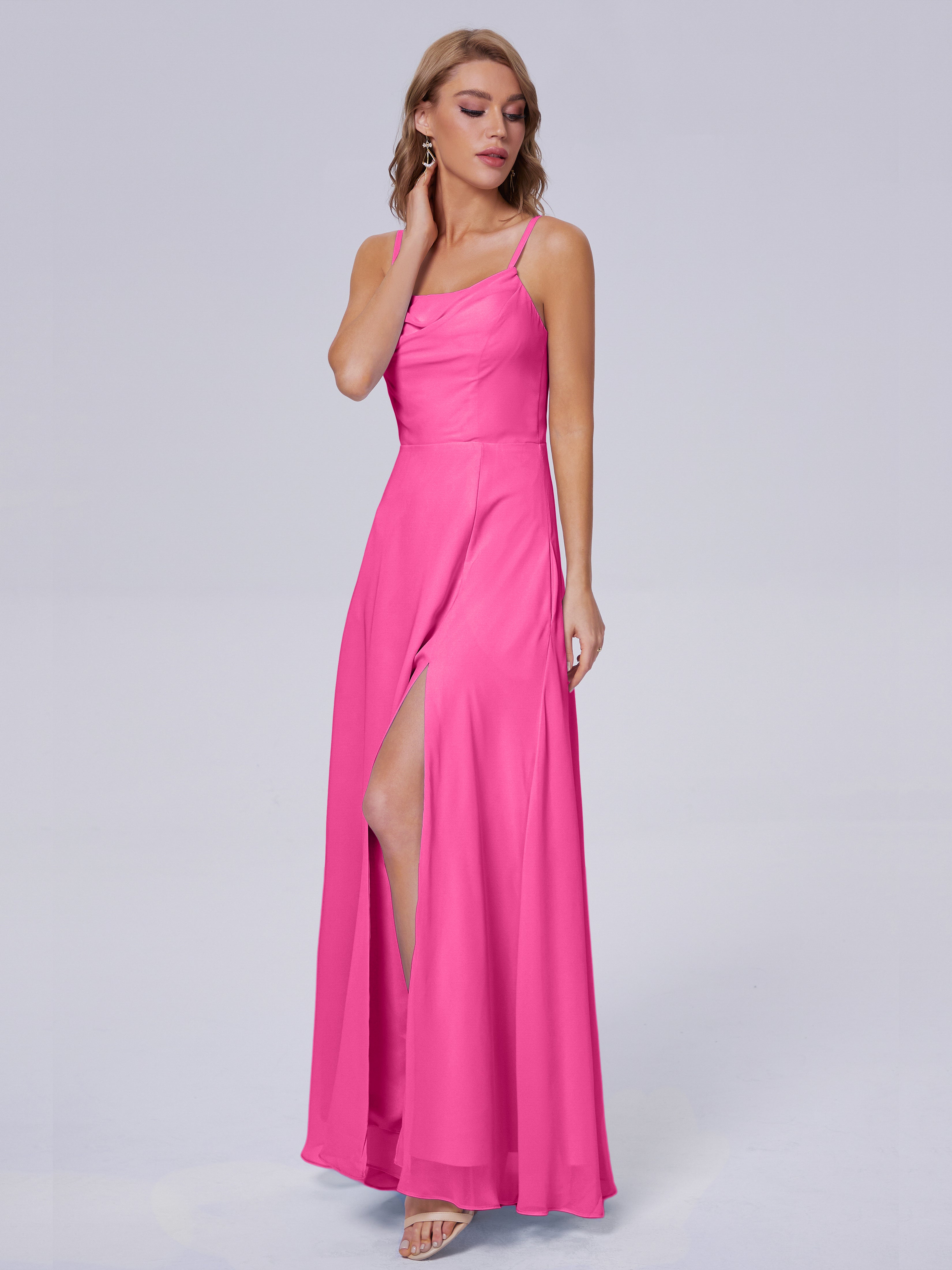Reese Modest Split Chiffon Long Bridesmaid Dresses