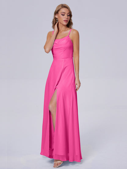 Reese Modest Split Chiffon Long Bridesmaid Dresses