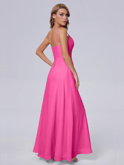 Reese Modest Split Chiffon Long Bridesmaid Dresses