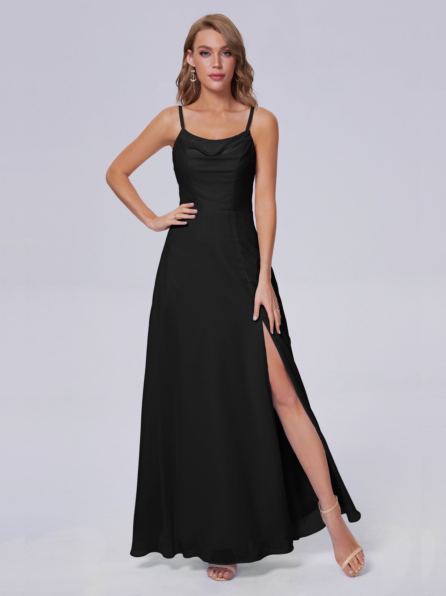 Reese Modest Split Chiffon Long Bridesmaid Dresses