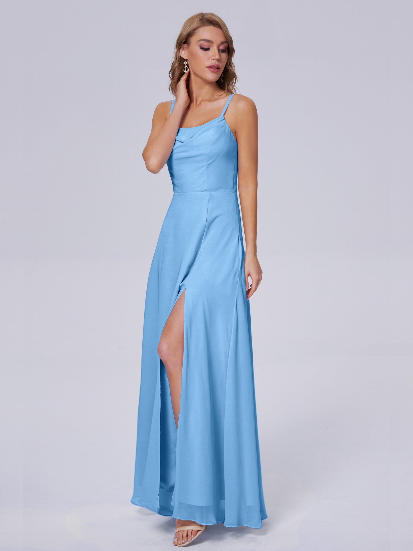 Reese Modest Split Chiffon Long Bridesmaid Dresses
