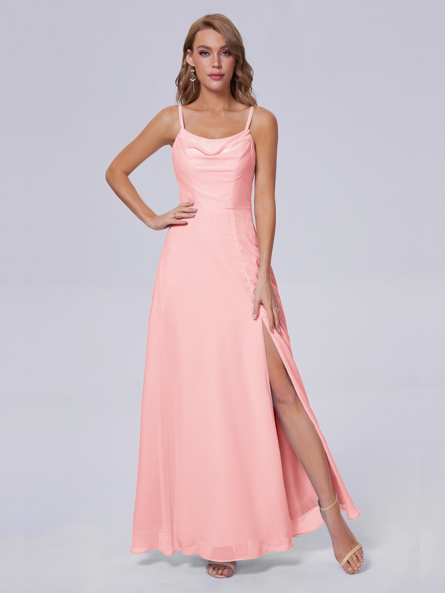 Reese Modest Split Chiffon Long Bridesmaid Dresses