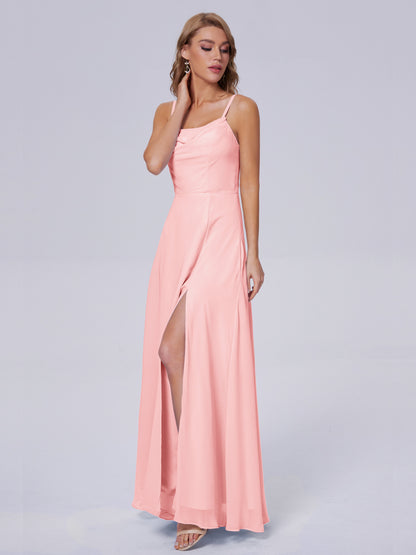 Reese Modest Split Chiffon Long Bridesmaid Dresses