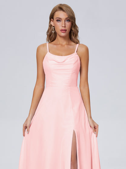 Reese Modest Split Chiffon Long Bridesmaid Dresses