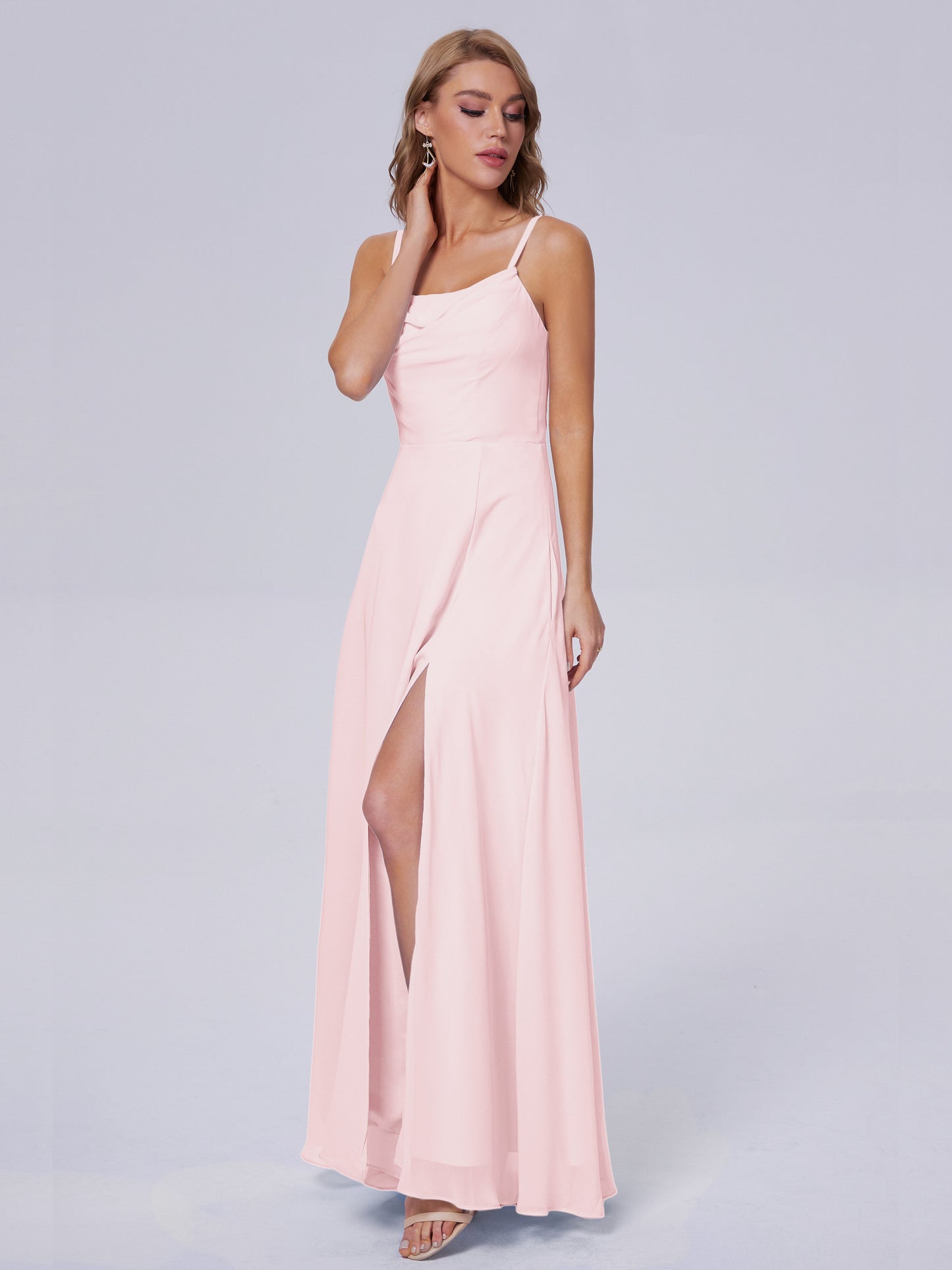 Reese Modest Split Chiffon Long Bridesmaid Dresses