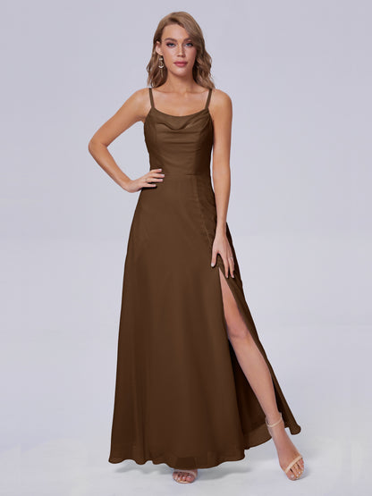 Reese Modest Split Chiffon Long Bridesmaid Dresses