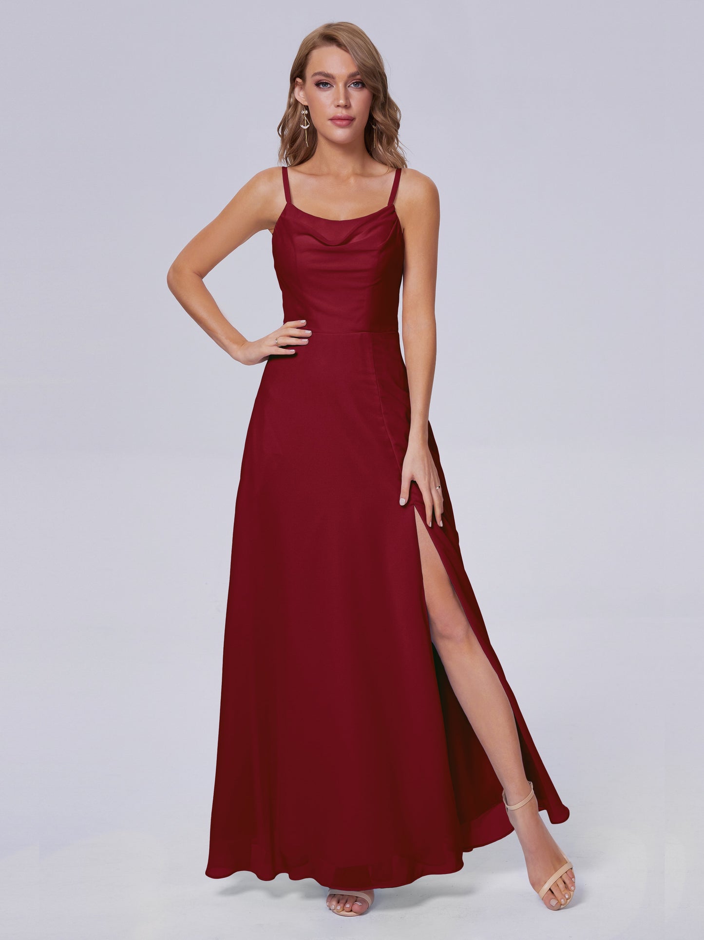 Reese Modest Split Chiffon Long Bridesmaid Dresses