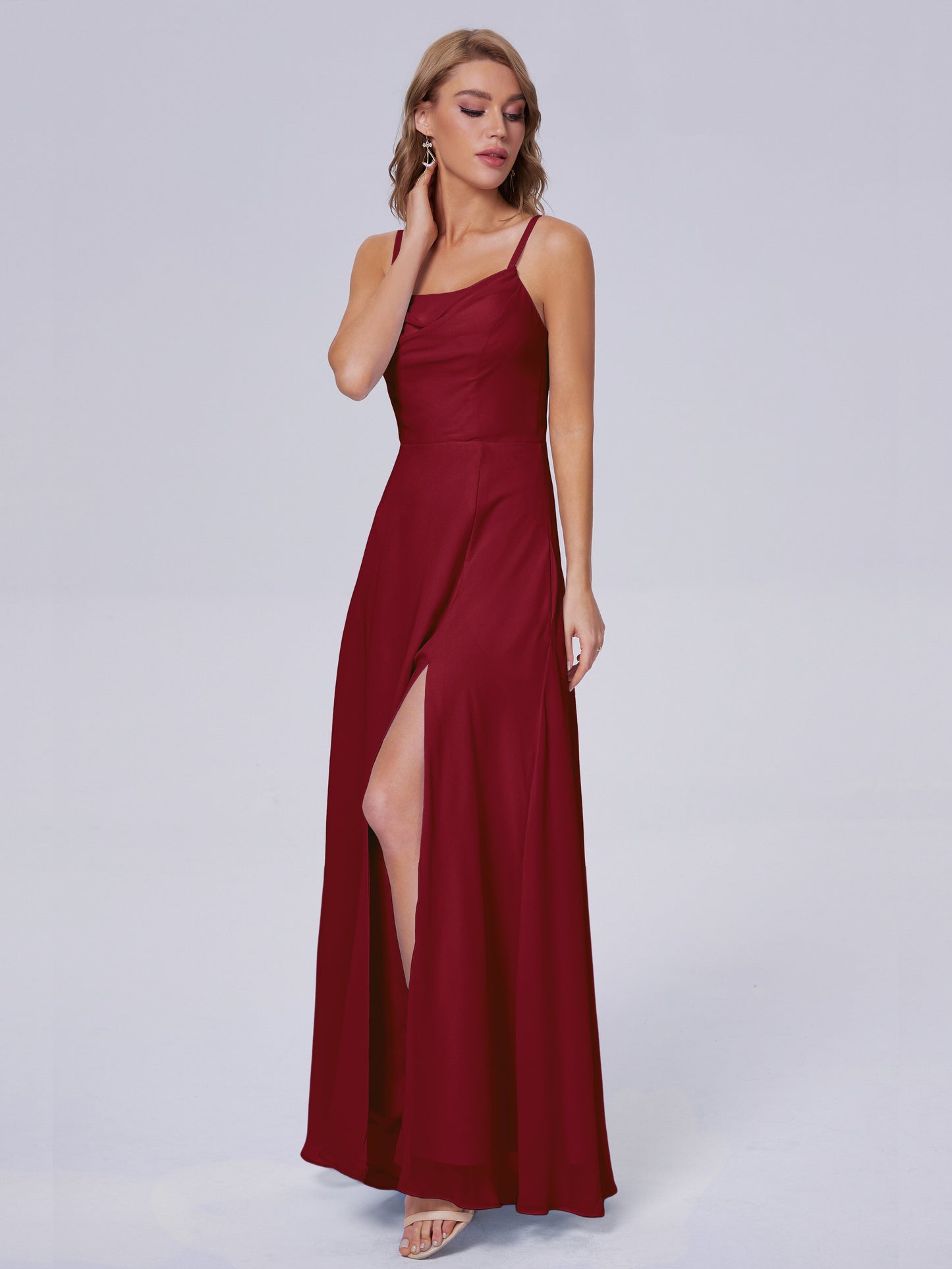 Reese Modest Split Chiffon Long Bridesmaid Dresses