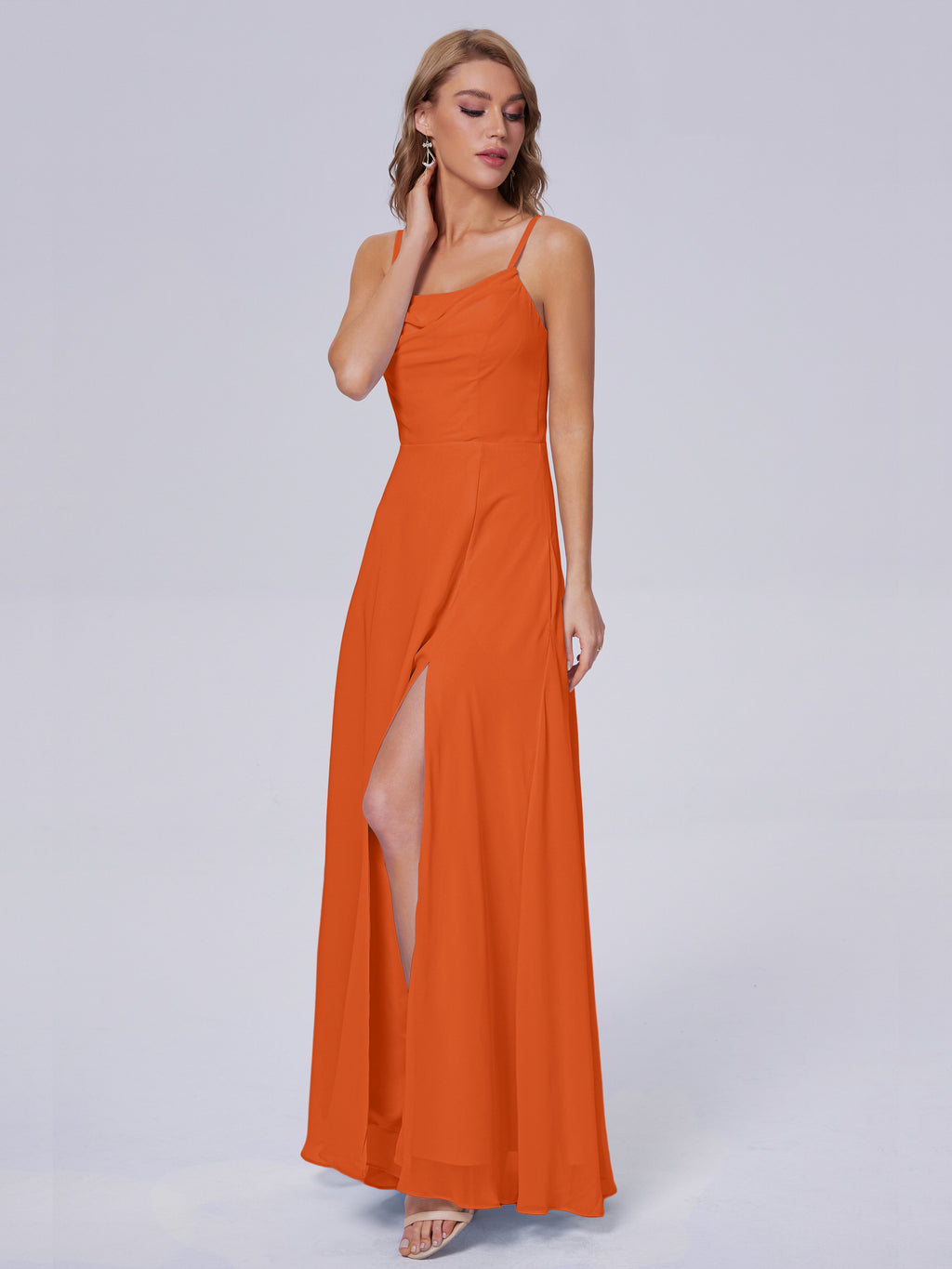 Reese Modest Split Chiffon Long Bridesmaid Dresses