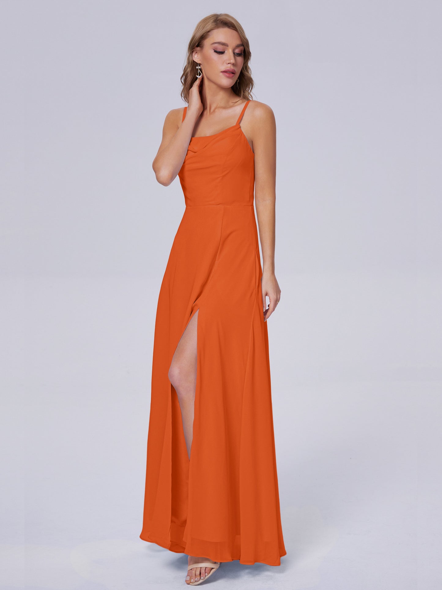 Reese Modest Split Chiffon Long Bridesmaid Dresses