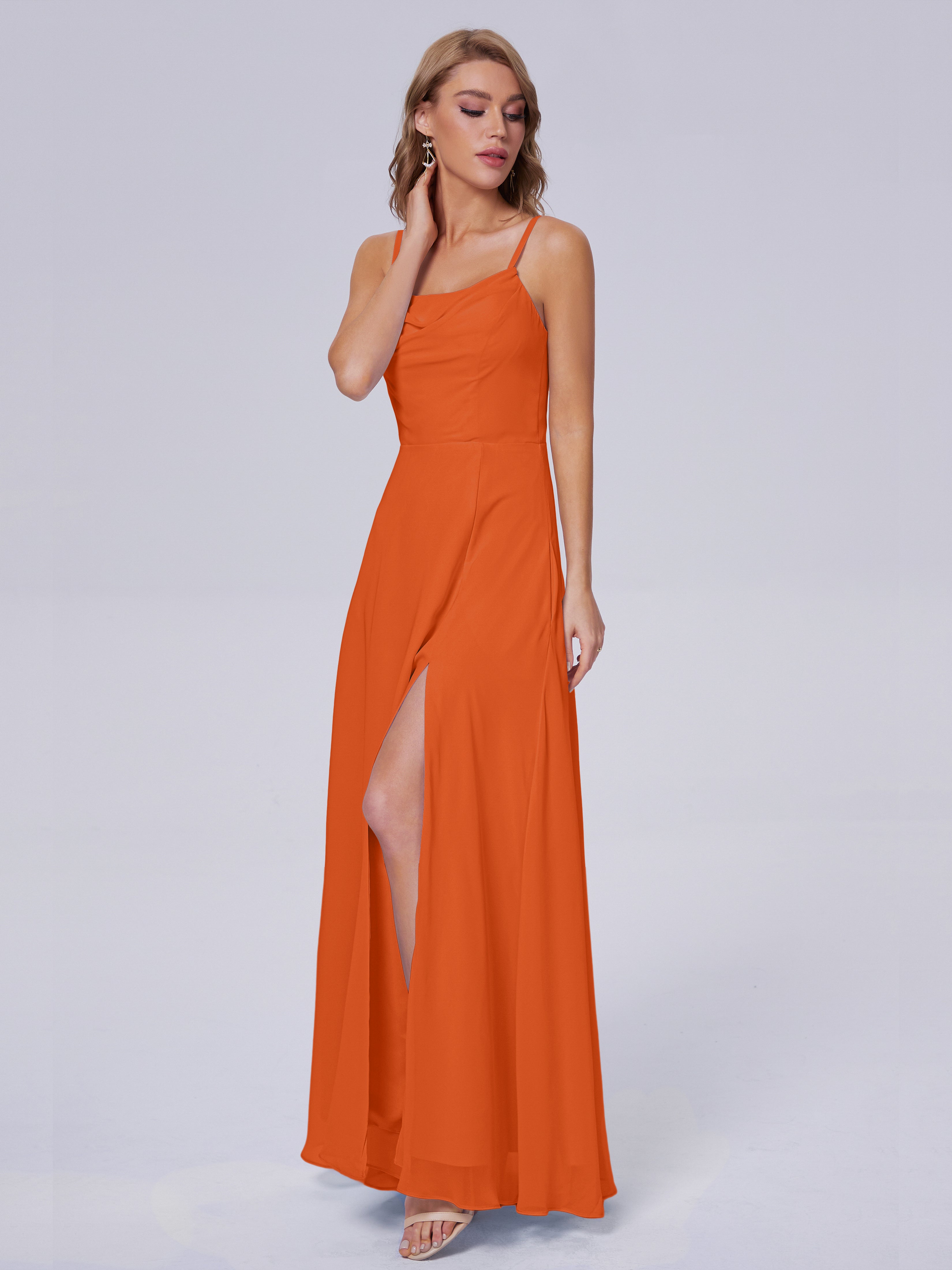 Reese Modest Split Chiffon Long Bridesmaid Dresses