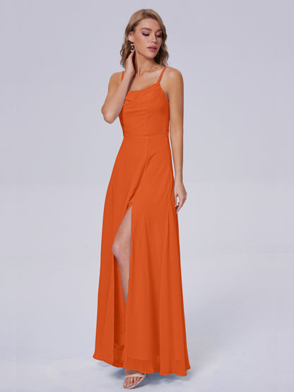 Reese Modest Split Chiffon Long Bridesmaid Dresses