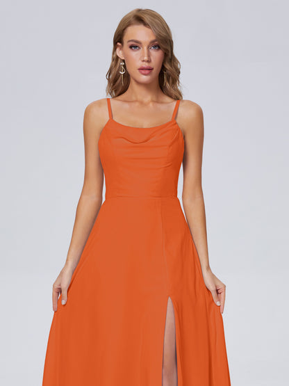 Reese Modest Split Chiffon Long Bridesmaid Dresses