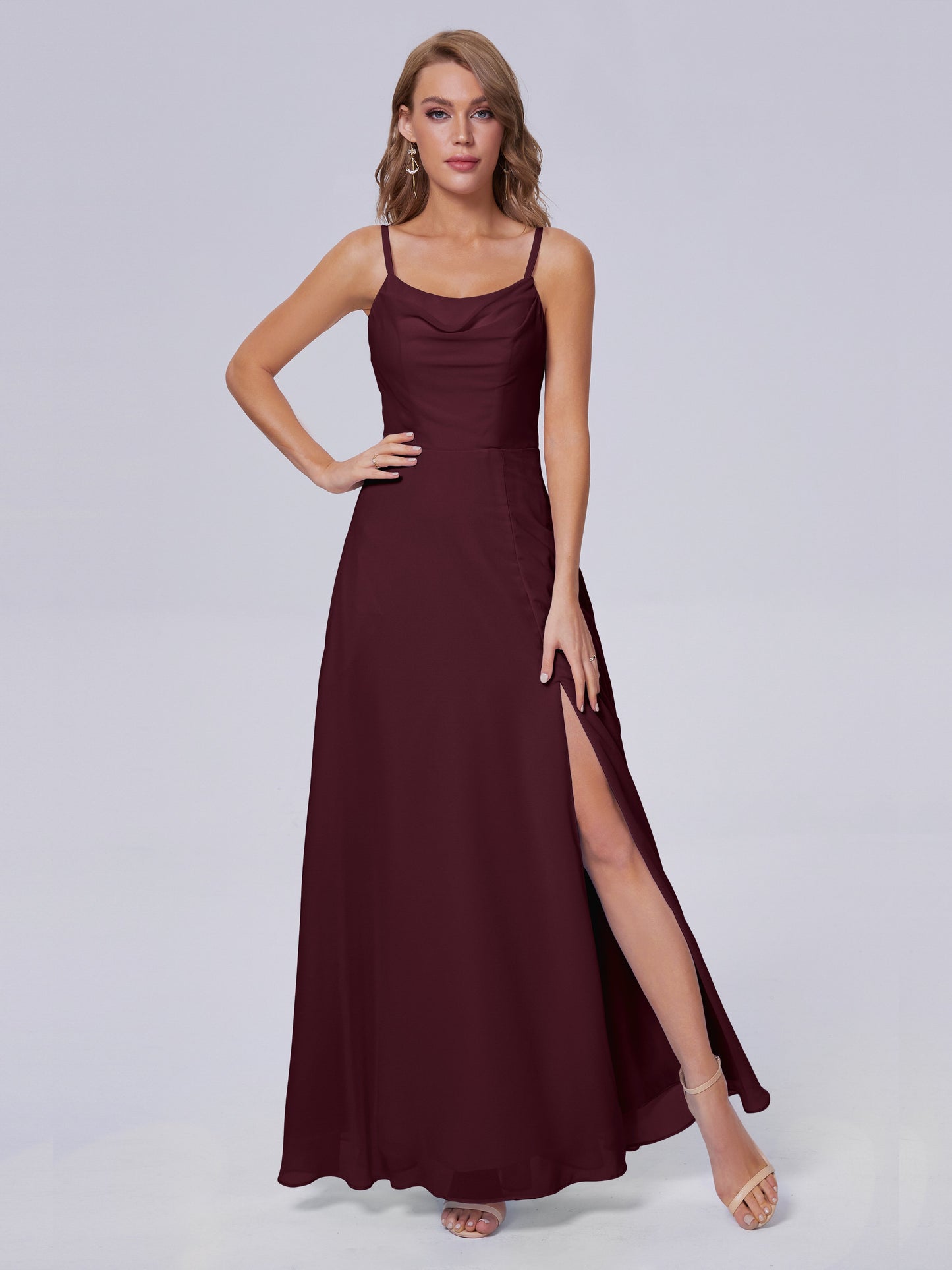 Reese Modest Split Chiffon Long Bridesmaid Dresses