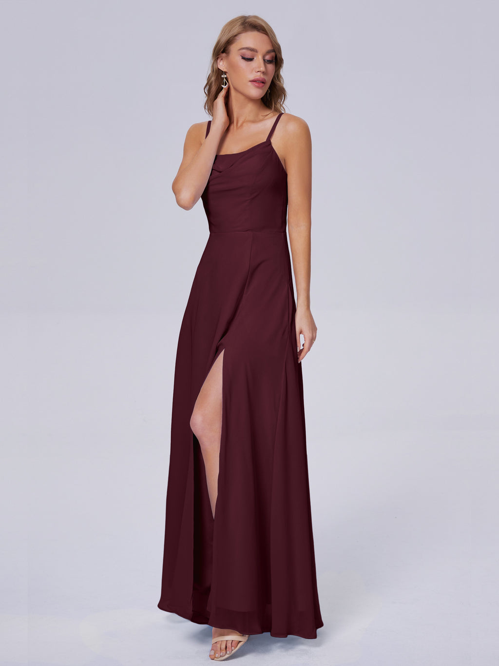 Reese Modest Split Chiffon Long Bridesmaid Dresses