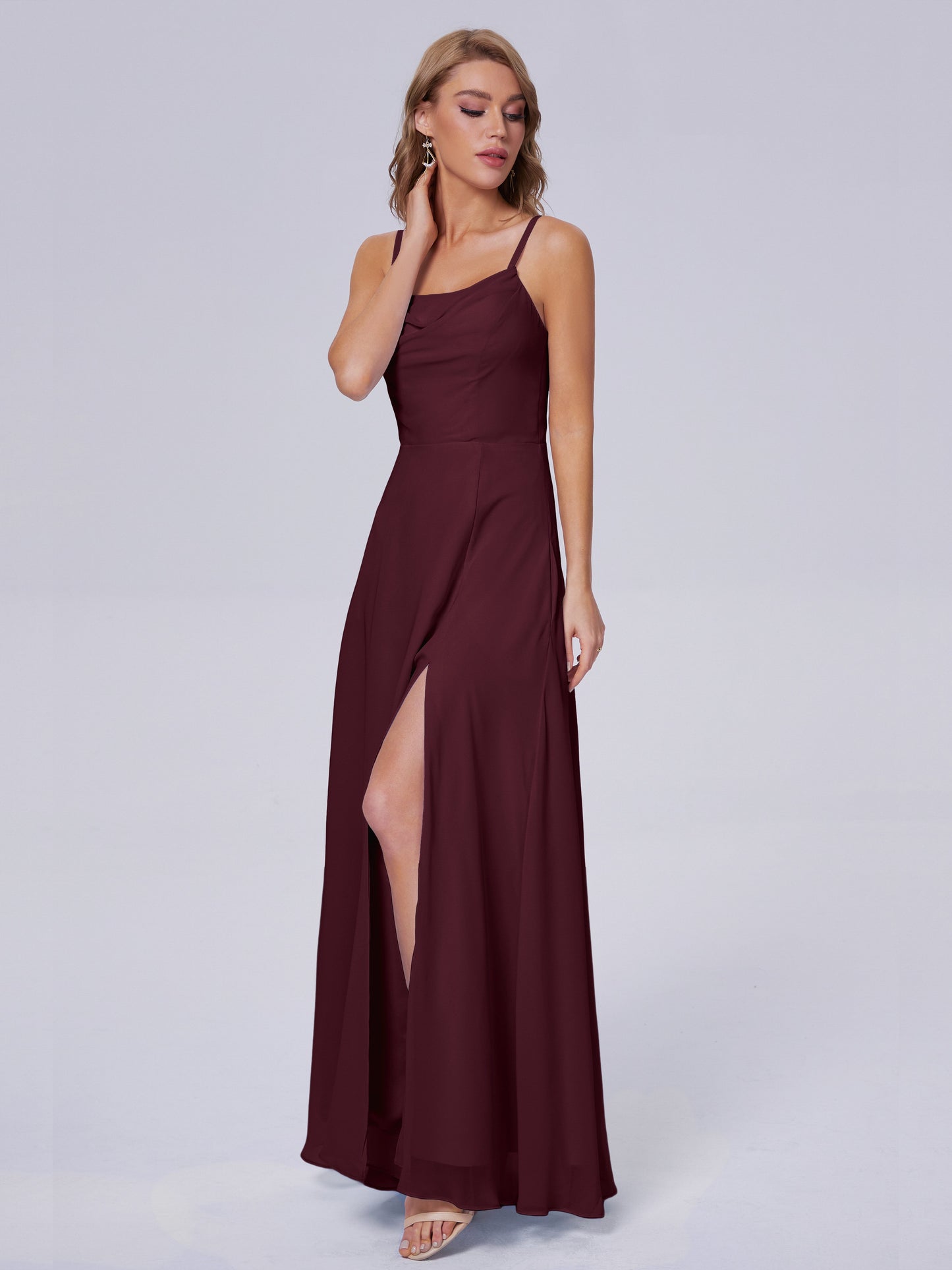 Reese Modest Split Chiffon Long Bridesmaid Dresses