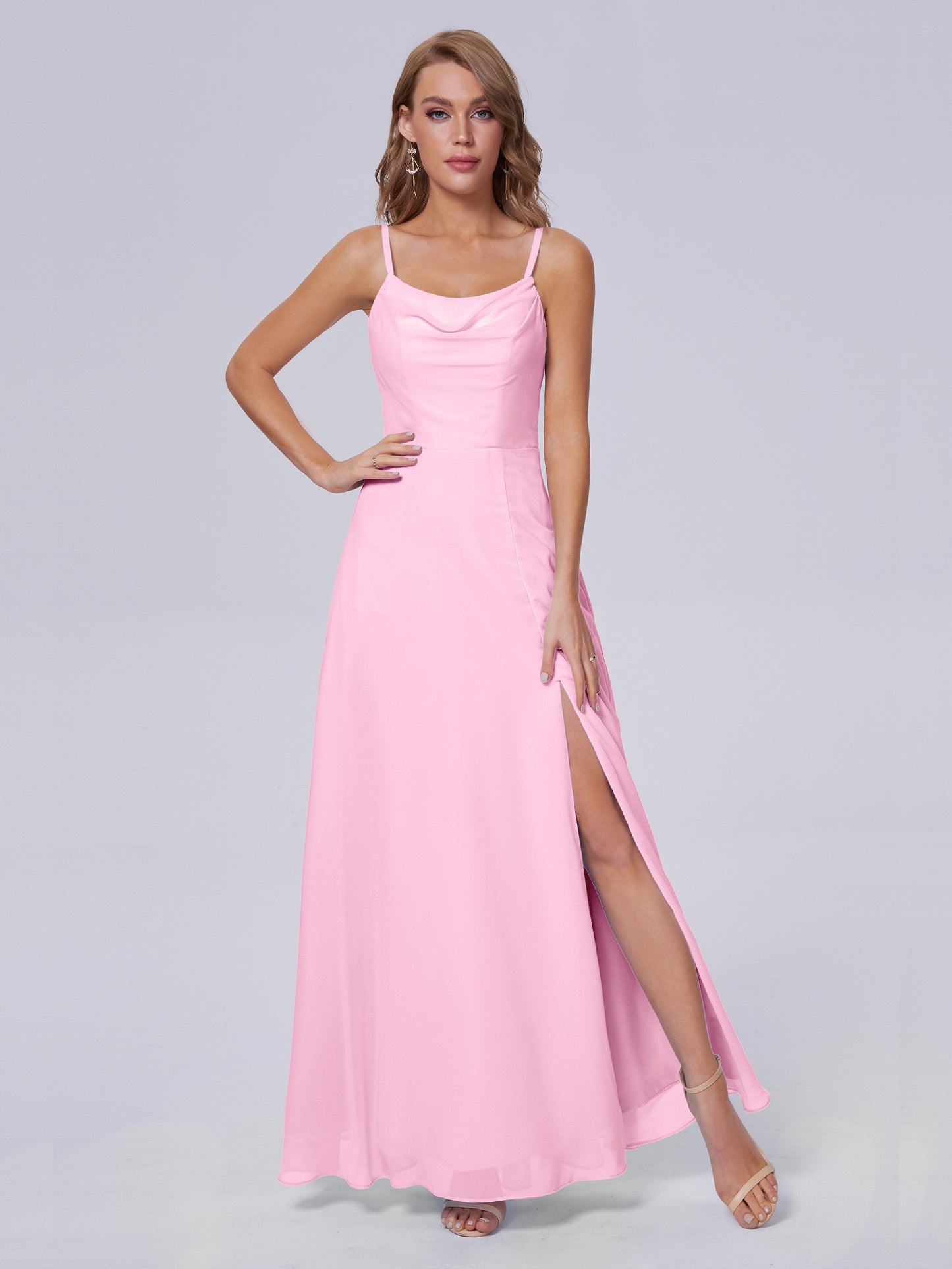 Reese Modest Split Chiffon Long Bridesmaid Dresses