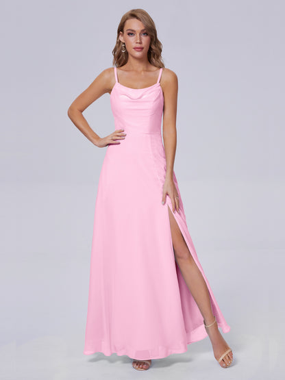 Reese Modest Split Chiffon Long Bridesmaid Dresses