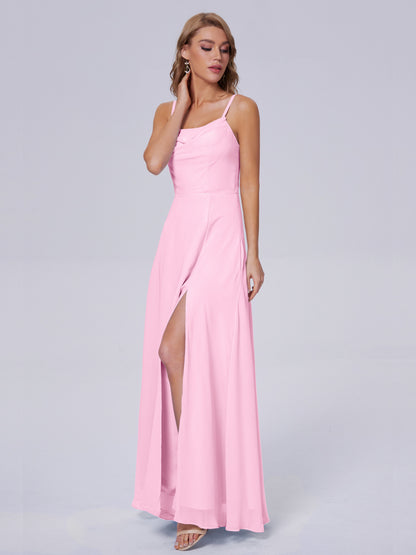 Reese Modest Split Chiffon Long Bridesmaid Dresses
