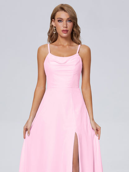 Reese Modest Split Chiffon Long Bridesmaid Dresses