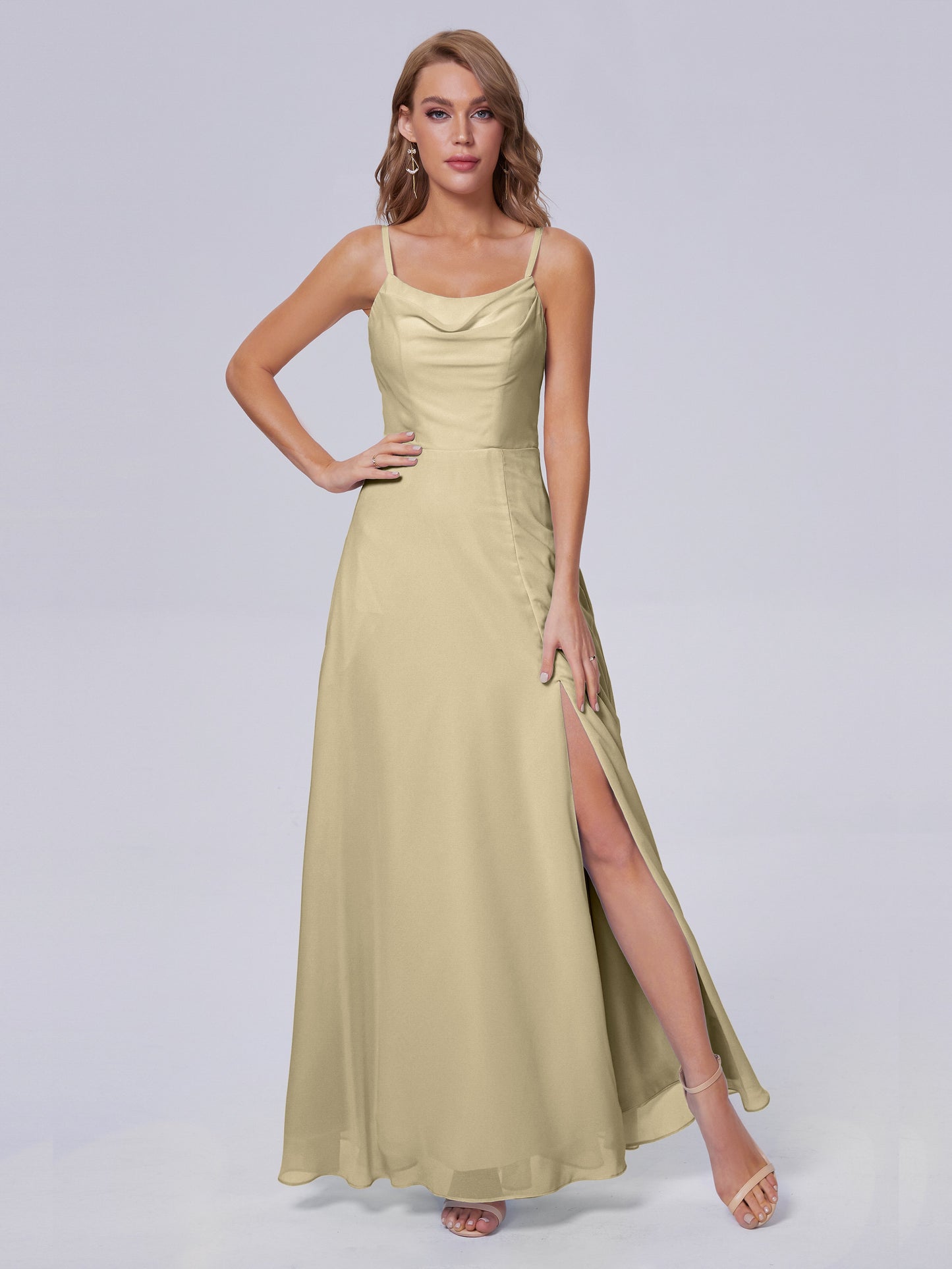 Reese Modest Split Chiffon Long Bridesmaid Dresses