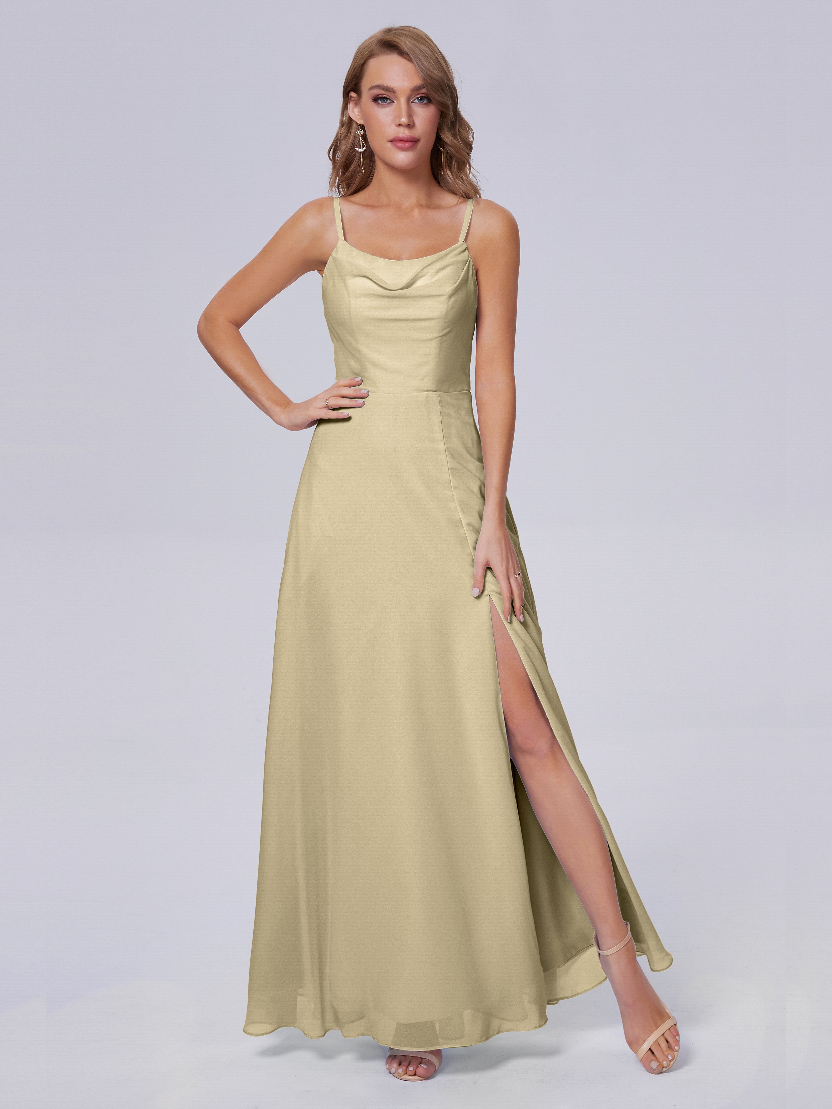 Reese Modest Split Chiffon Long Bridesmaid Dresses