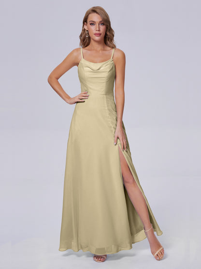 Reese Modest Split Chiffon Long Bridesmaid Dresses