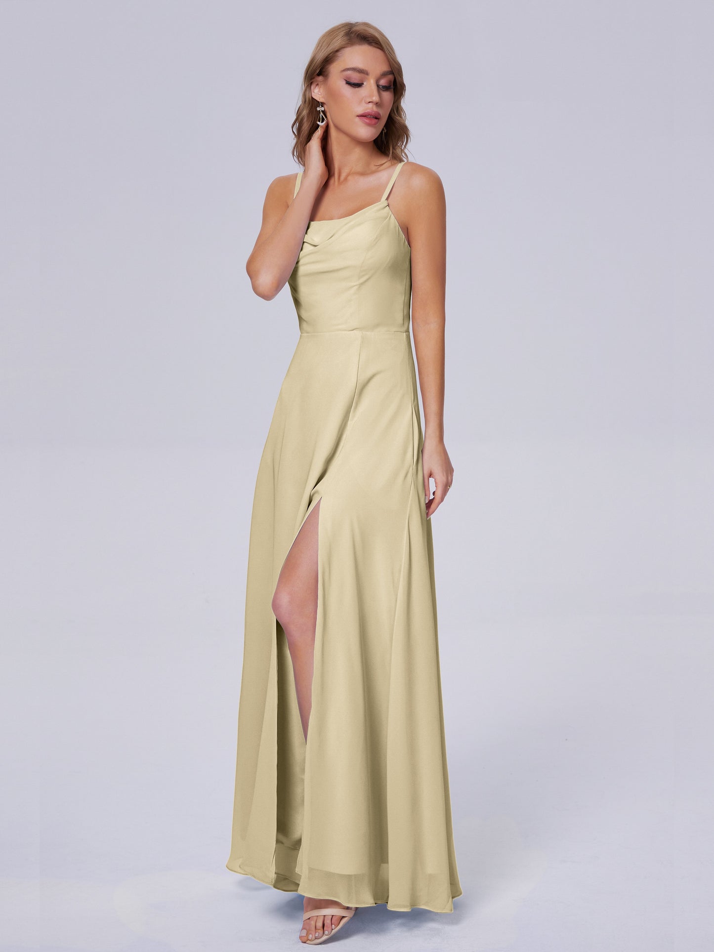 Reese Modest Split Chiffon Long Bridesmaid Dresses
