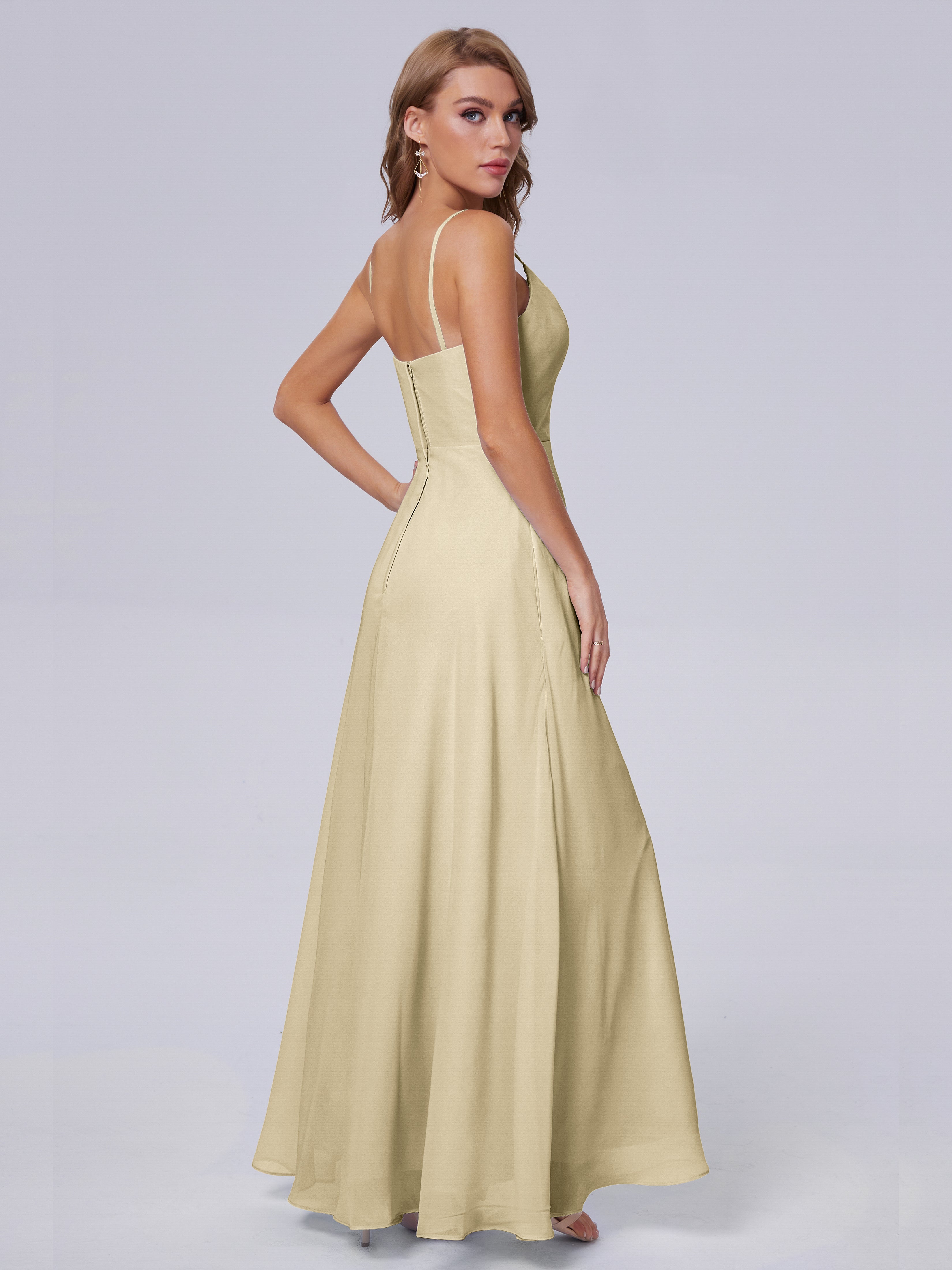 Reese Modest Split Chiffon Long Bridesmaid Dresses