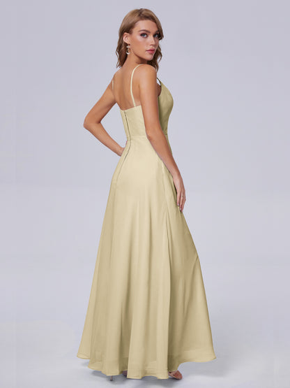 Reese Modest Split Chiffon Long Bridesmaid Dresses