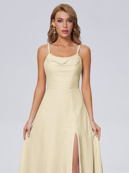 Reese Modest Split Chiffon Long Bridesmaid Dresses