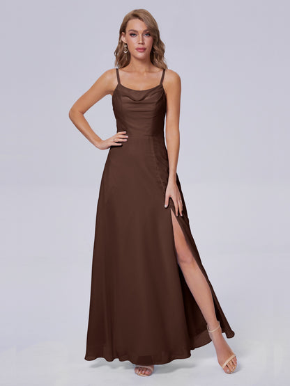 Reese Modest Split Chiffon Long Bridesmaid Dresses