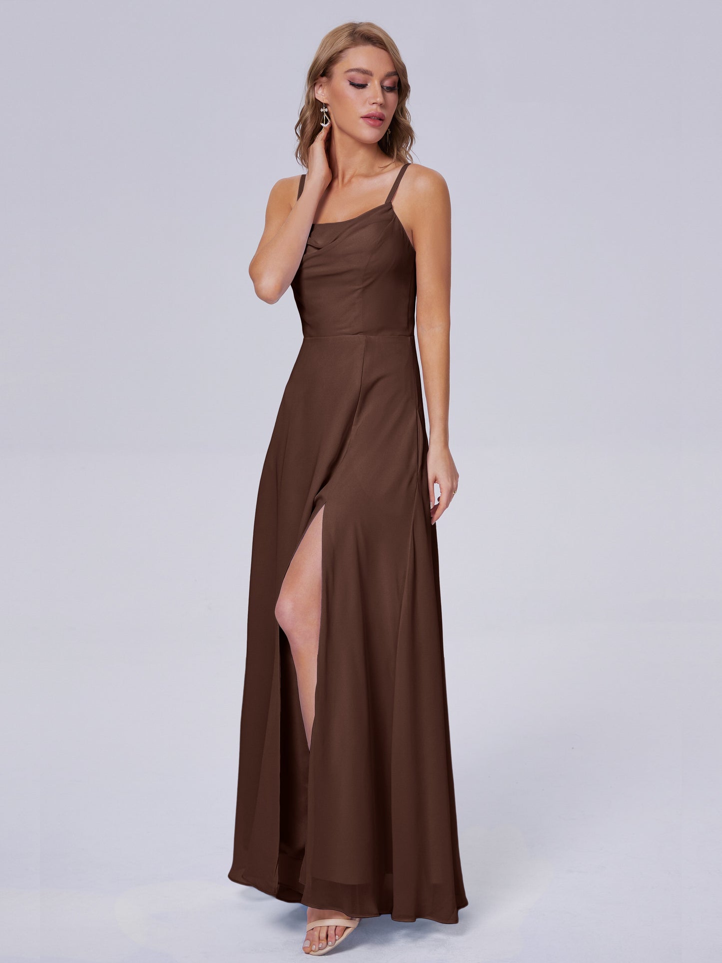 Reese Modest Split Chiffon Long Bridesmaid Dresses