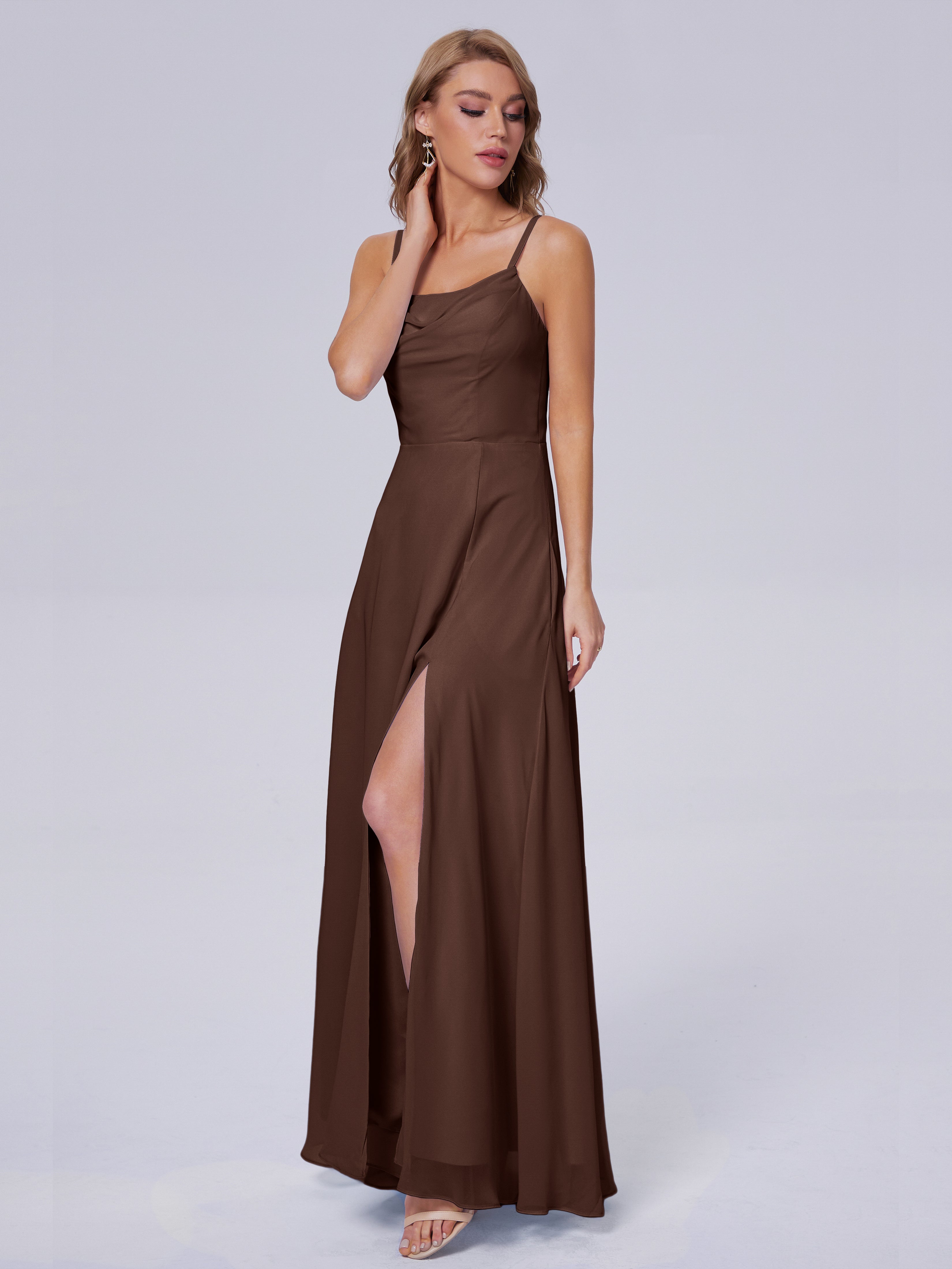 Reese Modest Split Chiffon Long Bridesmaid Dresses