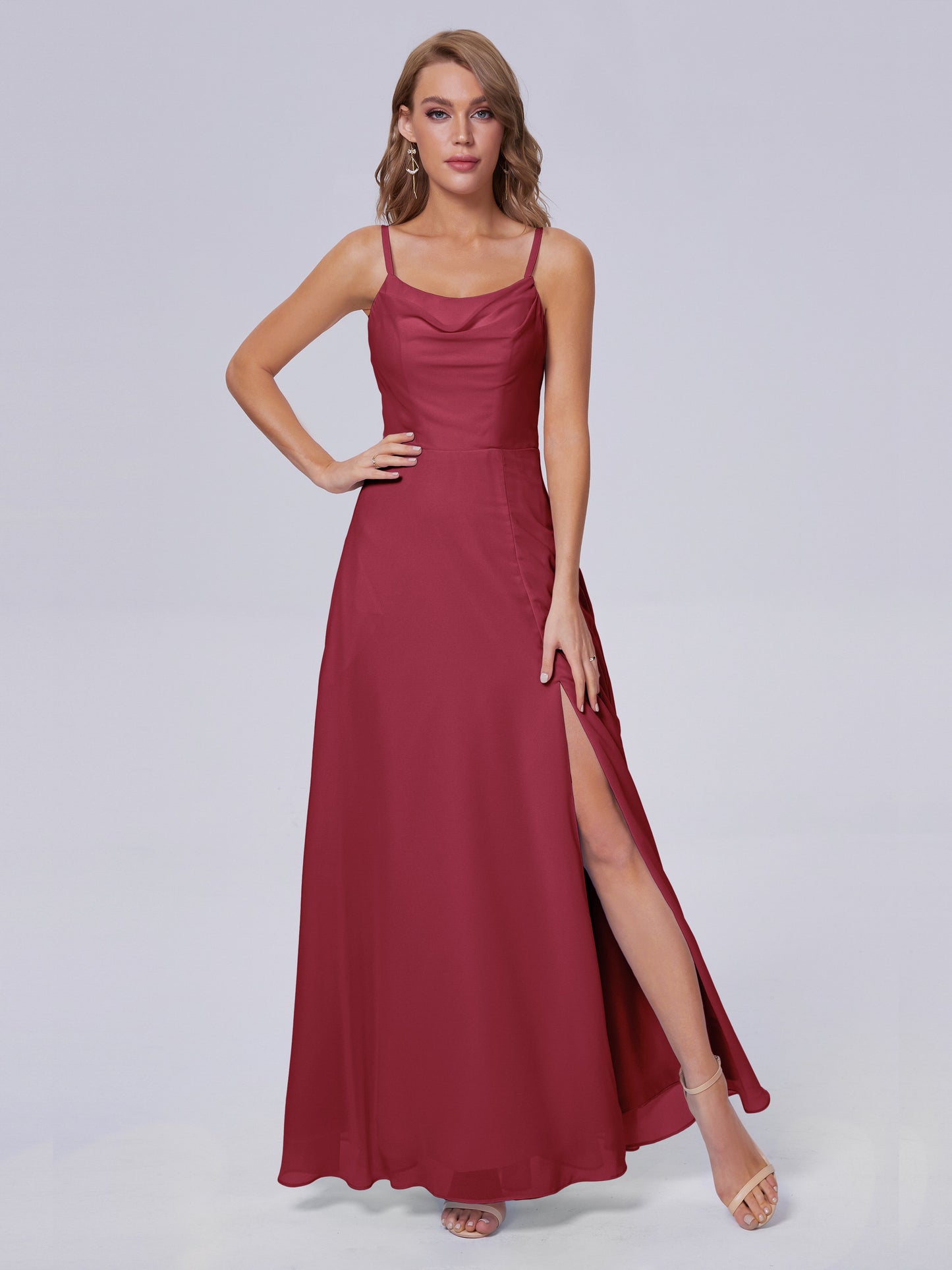 Reese Modest Split Chiffon Long Bridesmaid Dresses