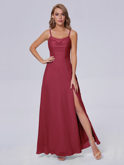 Reese Modest Split Chiffon Long Bridesmaid Dresses