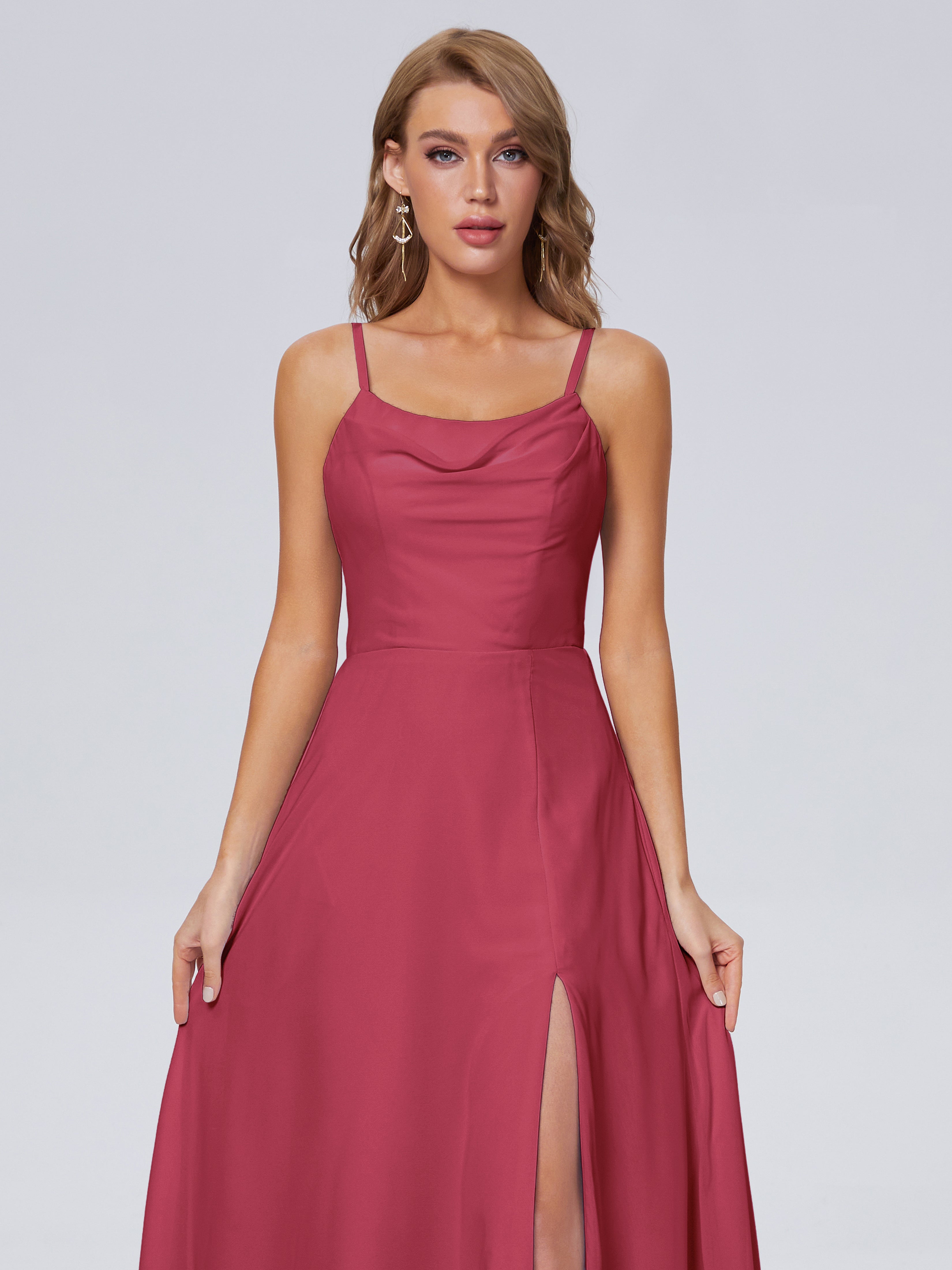 Reese Modest Split Chiffon Long Bridesmaid Dresses