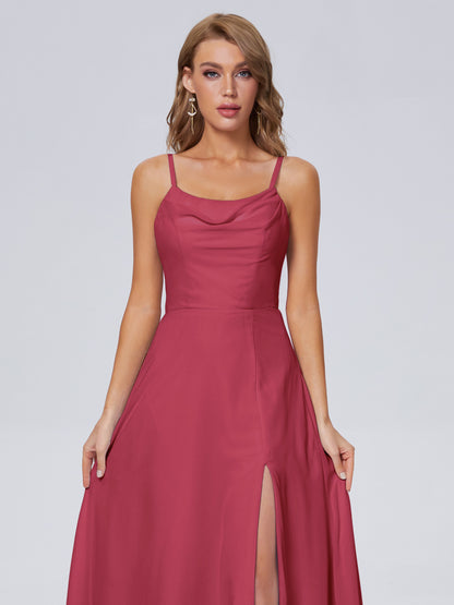 Reese Modest Split Chiffon Long Bridesmaid Dresses