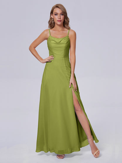 Reese Modest Split Chiffon Long Bridesmaid Dresses