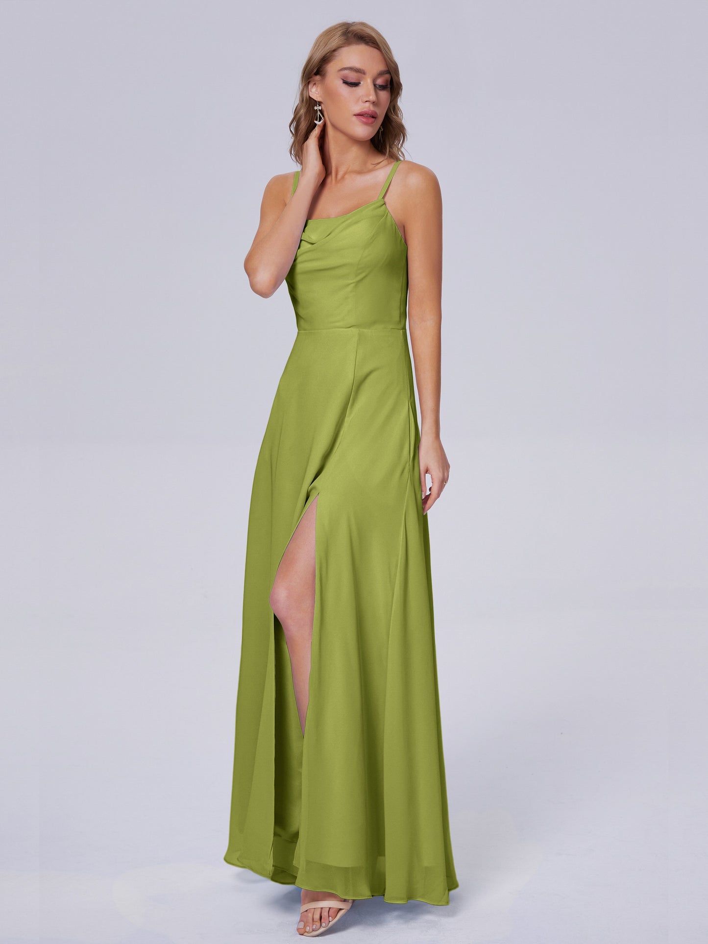 Reese Modest Split Chiffon Long Bridesmaid Dresses
