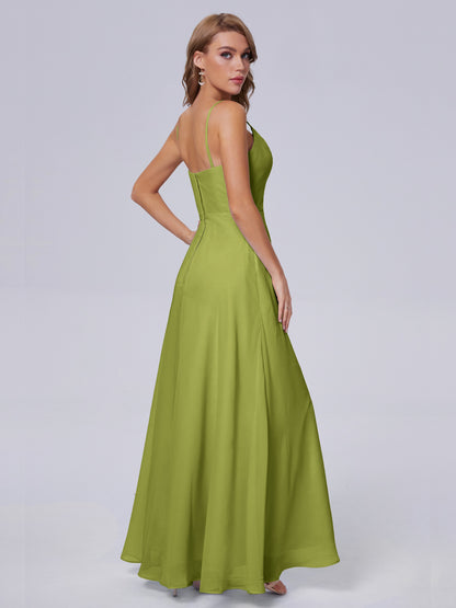 Reese Modest Split Chiffon Long Bridesmaid Dresses