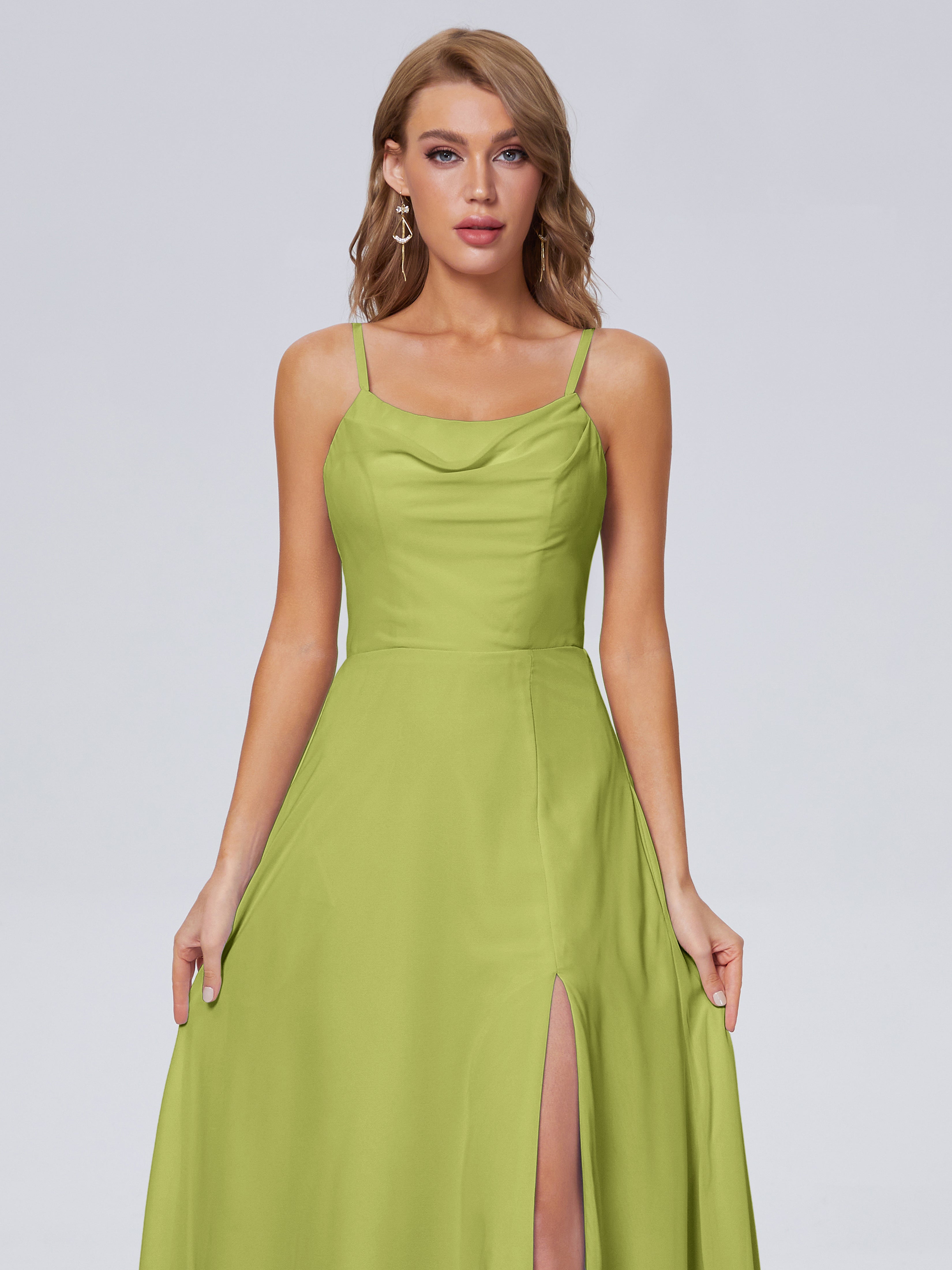 Reese Modest Split Chiffon Long Bridesmaid Dresses