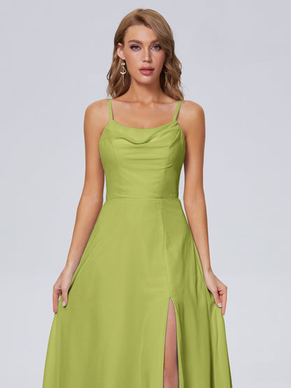 Reese Modest Split Chiffon Long Bridesmaid Dresses