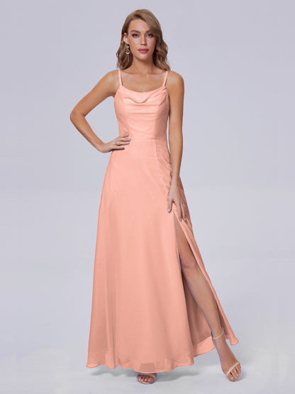 Reese Modest Split Chiffon Long Bridesmaid Dresses
