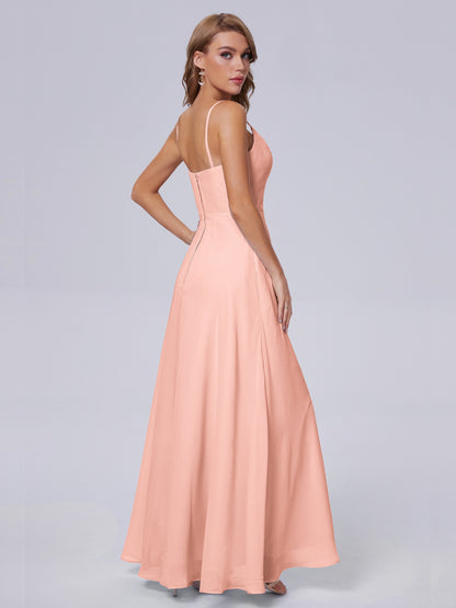 Reese Modest Split Chiffon Long Bridesmaid Dresses